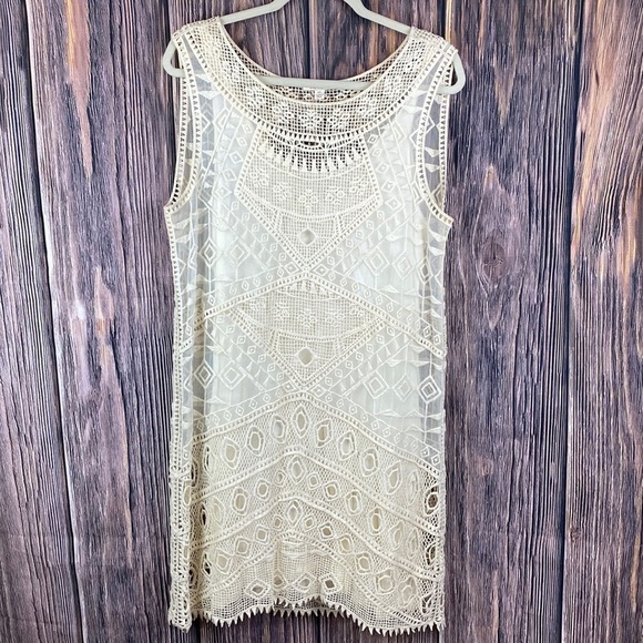 Beautiful Ella Moss Cream Colored Crochet  Dress - Size M/L - Picture 1 of 13